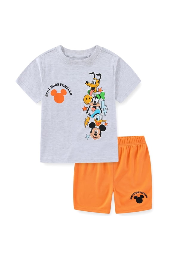 Mickey Mouse Donald Duck Goofy Pluto Short Sleeve T-Shirt and Mesh Short Set (Boys), 2 Piece Set, Sizes 2T-7