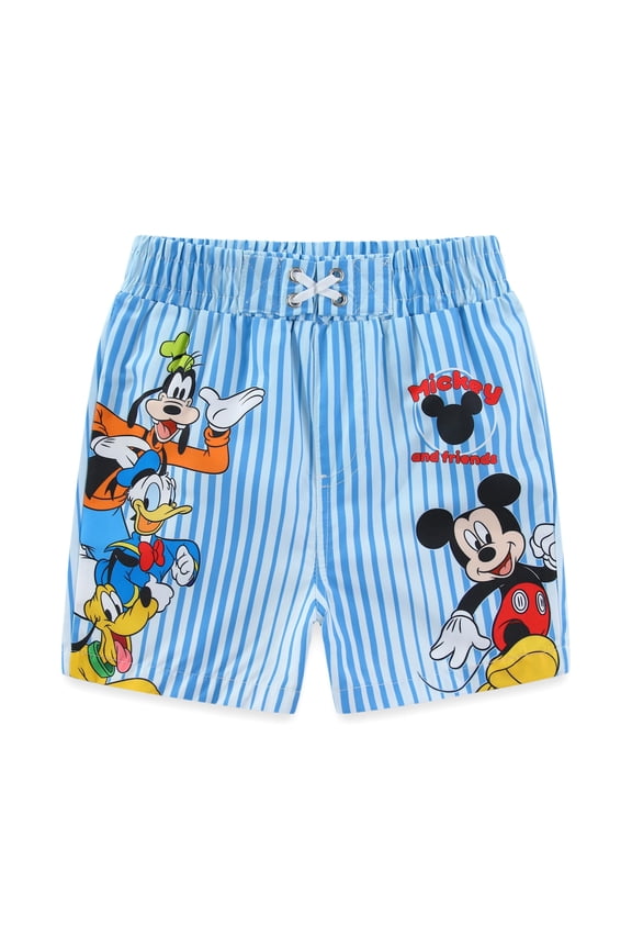 Mickey Mouse Donald Duck Goofy Pluto UPF 50+ Swim Trunks Shorts Bathing Suit (Boys), Sizes 2T-7