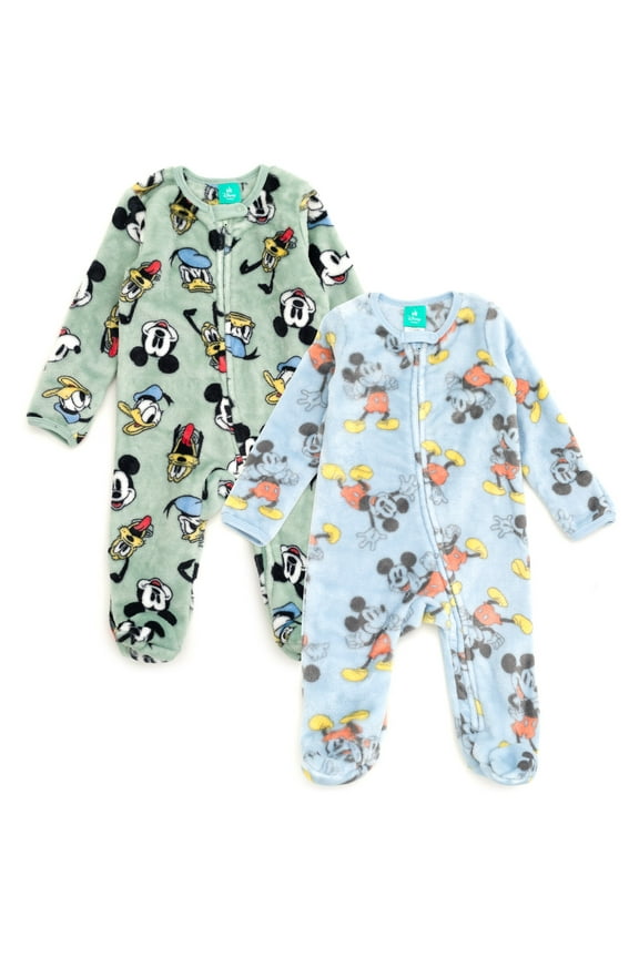 Mickey Mouse Donald Duck Pluto Fleece 2 Pack Coveralls Woobie Newborn to Infant