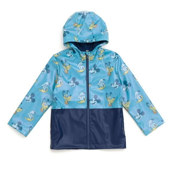 Disney Mickey Mouse Donald Duck Pluto Zip Up Waterproof Rain Jacket Toddler to Little Kid