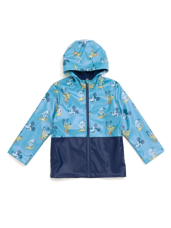 Mickey Mouse Donald Duck Pluto Zip Up Waterproof Rain Jacket Toddler to Little Kid