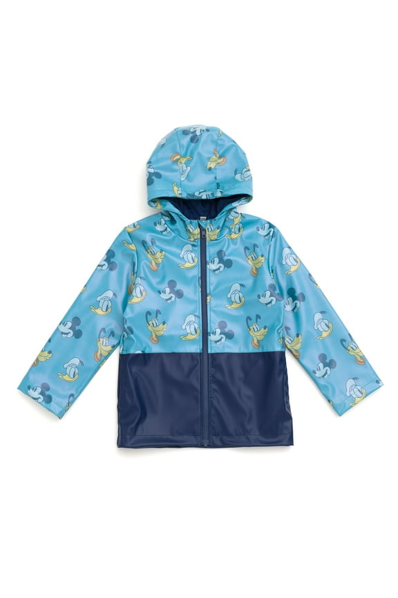 Mickey Mouse Donald Duck Pluto Zip Up Waterproof Rain Jacket Toddler to Little Kid