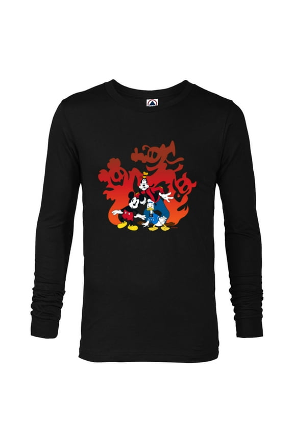Mickey Mouse Donald Goofy Halloween Scary Shadows - Long Sleeve T-Shirt for Men - Customized-Black