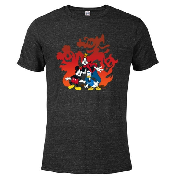 Disney Mickey Mouse Donald Goofy Halloween Scary Shadows - Short Sleeve Blended T-Shirt for Adults - Customized-Black Snow Heather