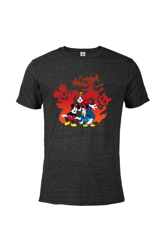 Mickey Mouse Donald Goofy Halloween Scary Shadows - Short Sleeve Blended T-Shirt for Adults - Customized-Black Snow Heather