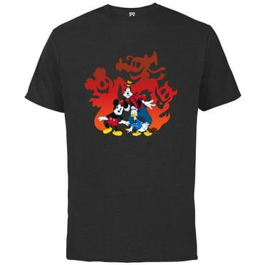Disney Mickey Mouse Donald Goofy Halloween Scary Shadows - Short Sleeve Cotton T-Shirt for Adults - Customized-Black