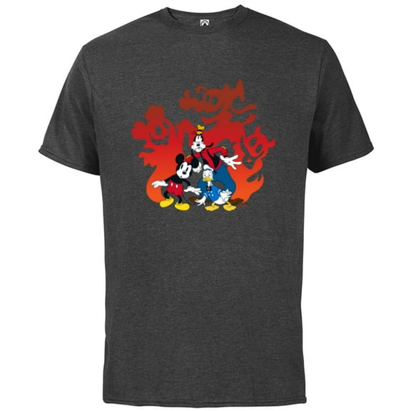 Disney Mickey Mouse Donald Goofy Halloween Scary Shadows - Short Sleeve Cotton T-Shirt for Adults - Customized-Charcoal Heather