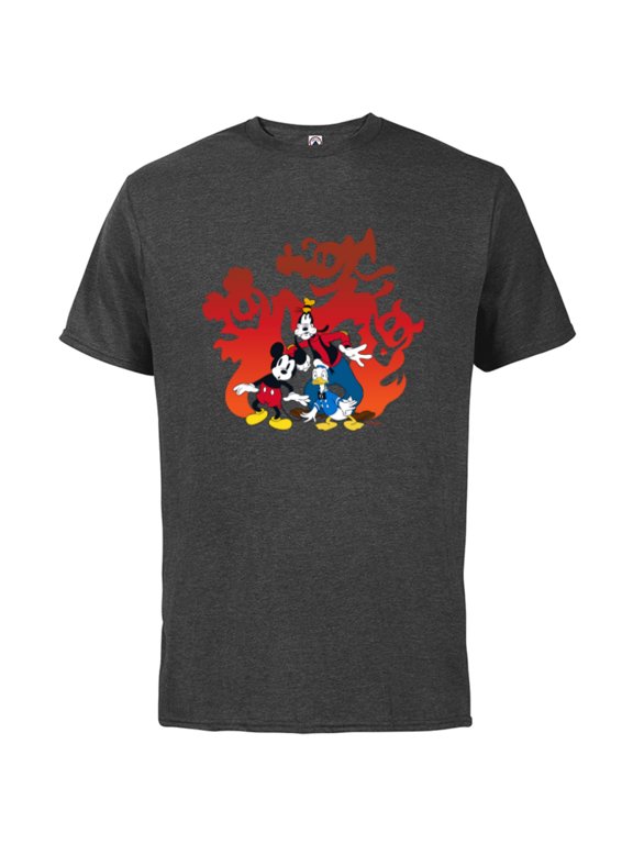 Mickey Mouse Donald Goofy Halloween Scary Shadows - Short Sleeve Cotton T-Shirt for Adults - Customized-Charcoal Heather