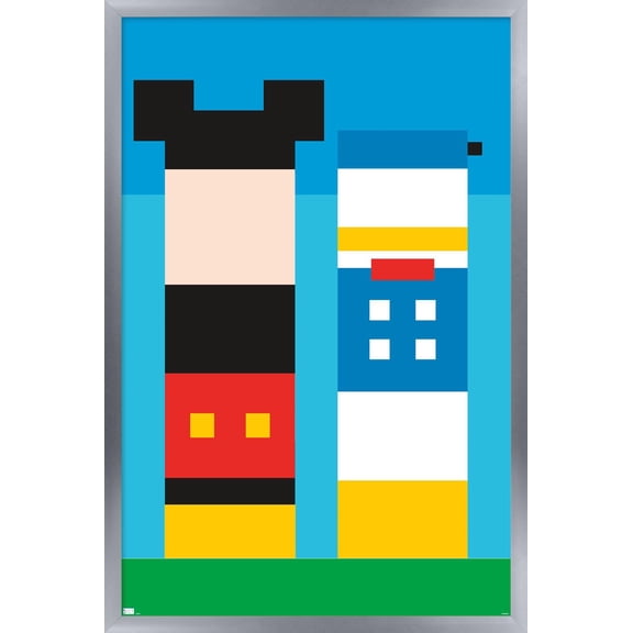 Disney Mickey Mouse & Donald - Pixels Wall Poster, 14.725" x 22.375" Framed