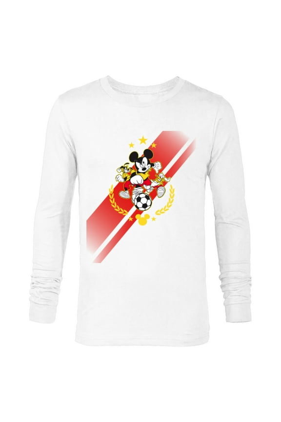 Mickey Mouse Donald and Goofy Soccer Run Sports - Long Sleeve T-Shirt for Men - Customized-White