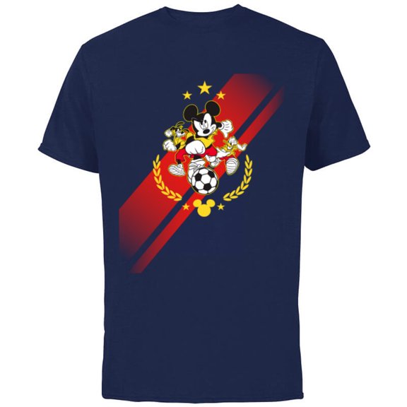 Disney Mickey Mouse Donald and Goofy Soccer Run Sports - Short Sleeve Cotton T-Shirt for Adults - Customized-Navy