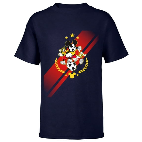 Disney Mickey Mouse Donald and Goofy Soccer Run Sports - Short Sleeve T-Shirt for Kids - Customized-Navy