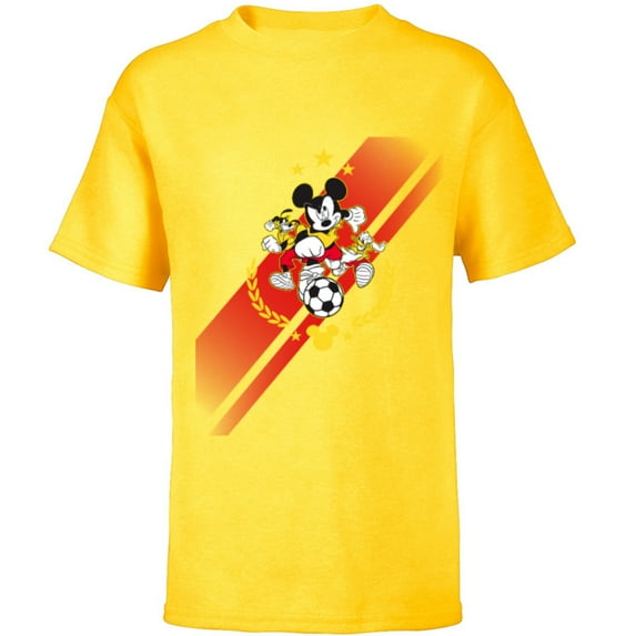 Disney Mickey Mouse Donald and Goofy Soccer Run Sports - Short Sleeve T-Shirt for Kids - Customized-Yellow