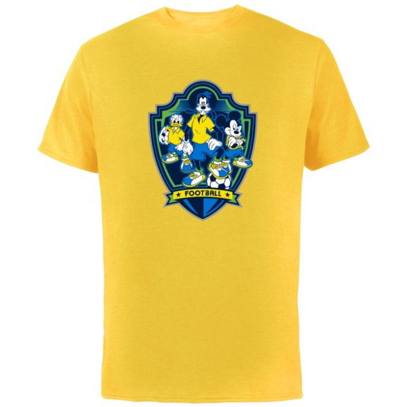 Disney Mickey Mouse Donald and Goofy Sports Football Soccer - Short Sleeve Cotton T-Shirt for Adults - Customized-Yellow
