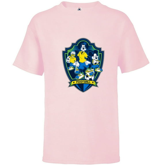 Disney Mickey Mouse Donald and Goofy Sports Football Soccer - Short Sleeve T-Shirt for Kids - Customized-Soft Pink