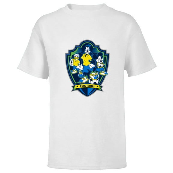 Disney Mickey Mouse Donald and Goofy Sports Football Soccer - Short Sleeve T-Shirt for Kids - Customized-White