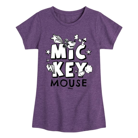 Disney - Mickey Mouse Doodle - Toddler & Youth Girls Short Sleeve Graphic T-Shirt
