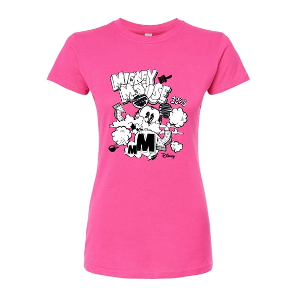 Disney - Mickey Mouse - Doodles & Clouds Sketch - Juniors Fitted Graphic T-Shirt