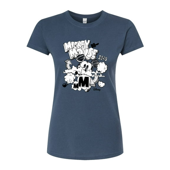 Disney - Mickey Mouse - Doodles & Clouds Sketch - Juniors Fitted Graphic T-Shirt