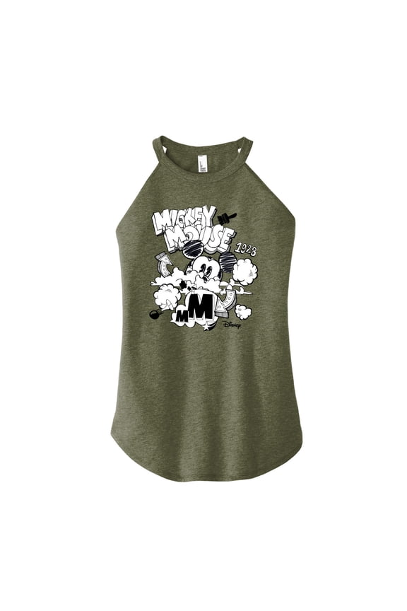 - Mickey Mouse - Doodles & Clouds Sketch - Juniors High Neck Tank Top