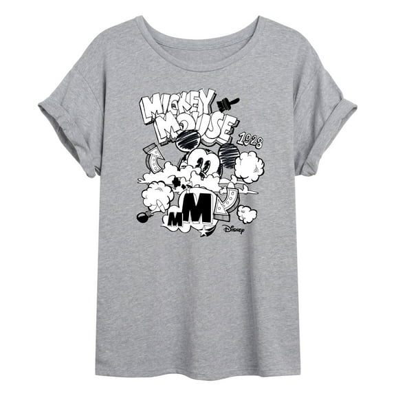 Disney - Mickey Mouse - Doodles & Clouds Sketch - Juniors Ideal Flowy Muscle T-Shirt