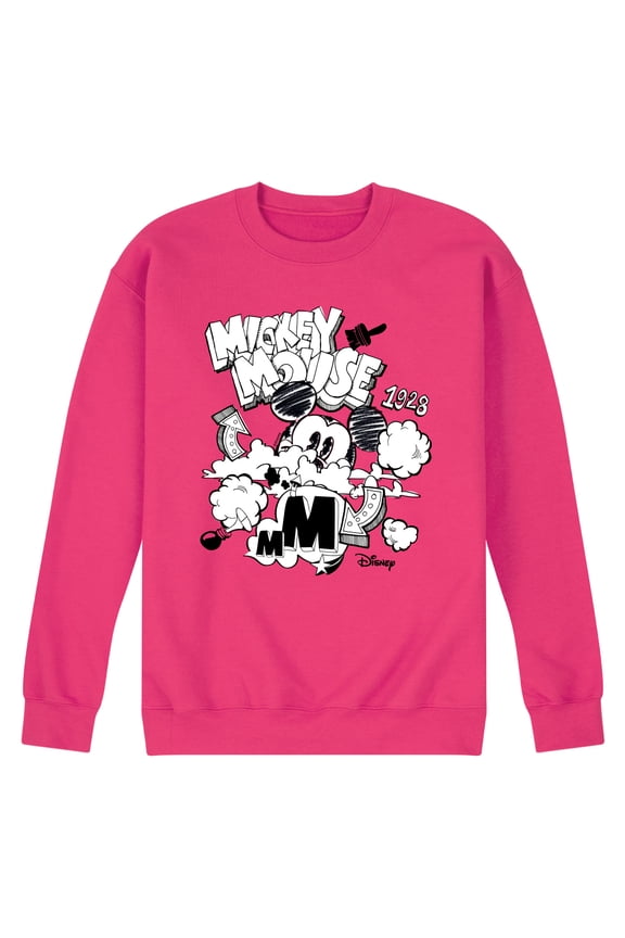 - Mickey Mouse - Doodles & Clouds Sketch - Men's Crew Neck Fleece Pullover