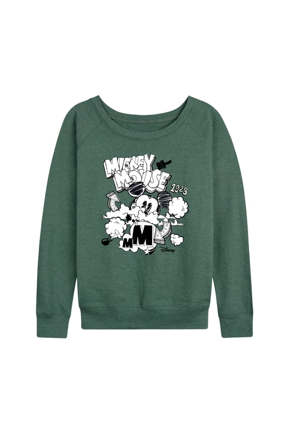 - Mickey Mouse - Doodles & Clouds Sketch - Women's Lightweight French Terry Long Sleeve Shirt