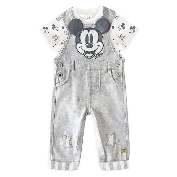 Disney Mickey Mouse Dungaree Set for Baby Grey New (3-6 Months)