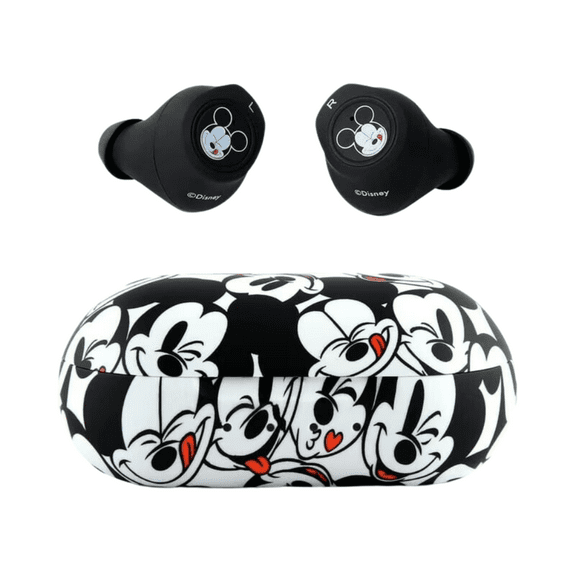 Disney Mickey Mouse Bluetooth Earbuds with Charging Case, Black