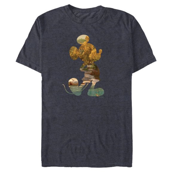 Disney Mickey Mouse Earth Day Nature Outdoors Pose Fill - Short Sleeve Blended T-Shirt for Adults - Customized-Navy Heather