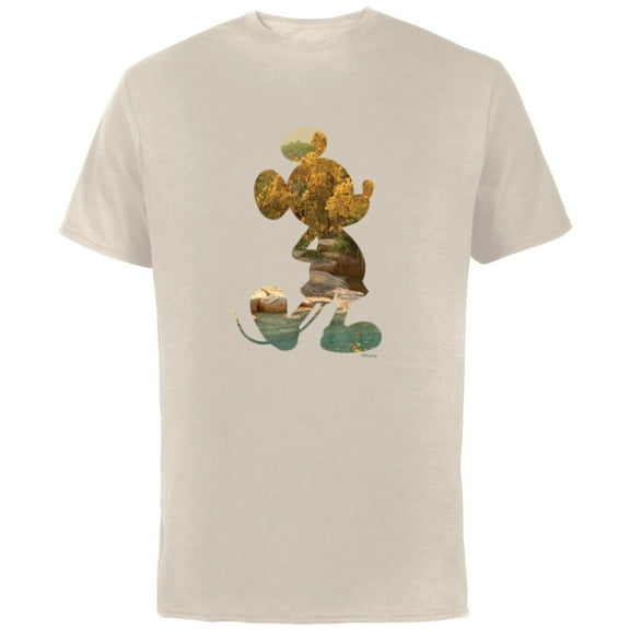 Disney Mickey Mouse Earth Day Nature Outdoors Pose Fill - Short Sleeve Cotton T-Shirt for Adults - Customized-Natural