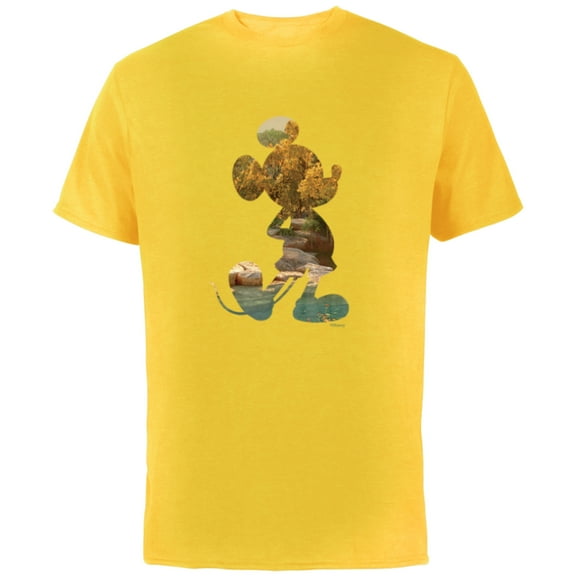 Disney Mickey Mouse Earth Day Nature Outdoors Pose Fill - Short Sleeve Cotton T-Shirt for Adults - Customized-Yellow