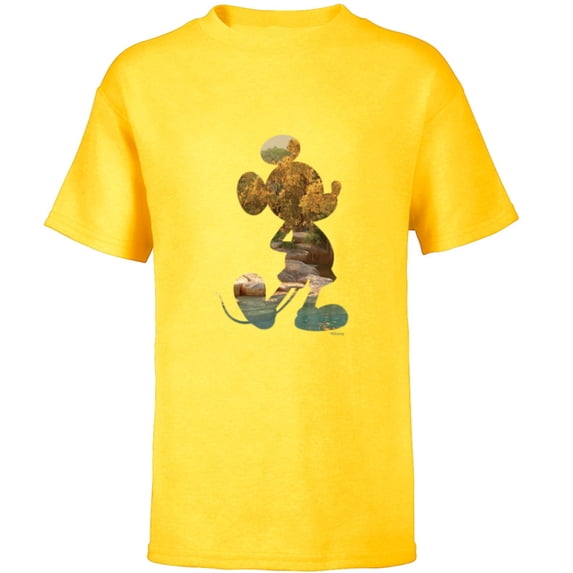 Disney Mickey Mouse Earth Day Nature Outdoors Pose Fill - Short Sleeve T-Shirt for Kids - Customized-Yellow