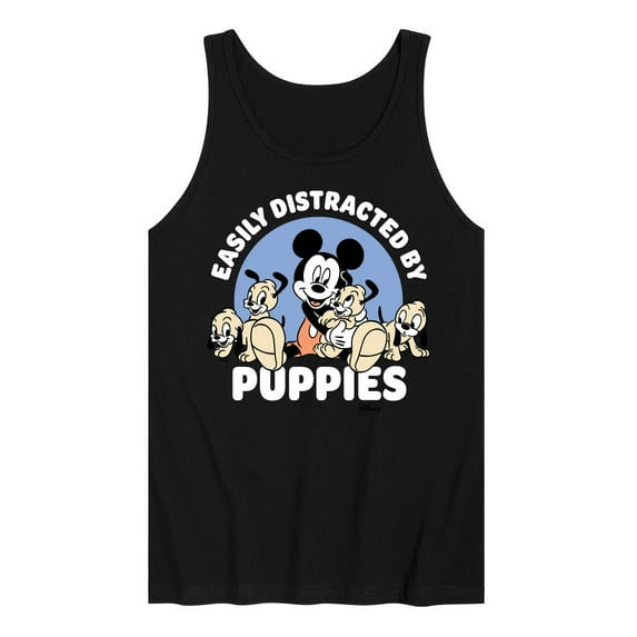 Disney - Mickey Mouse - Easily Distracted By Puppies - Men's Jersey Tank Top