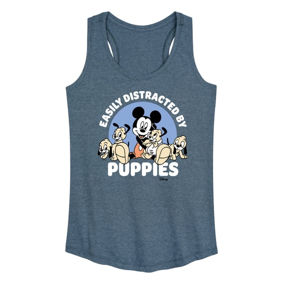 Disney - Mickey Mouse - Easily Distracted By Puppies - Women's Racerback Tank Top