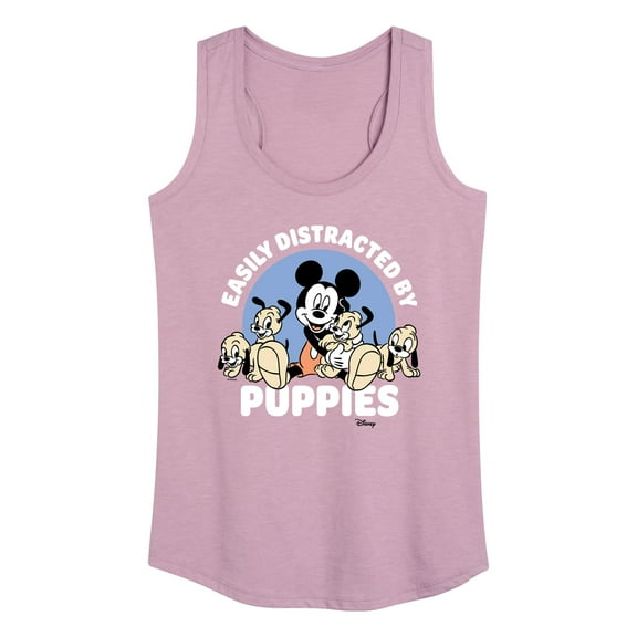 Disney - Mickey Mouse - Easily Distracted By Puppies - Women's Racerback Tank Top