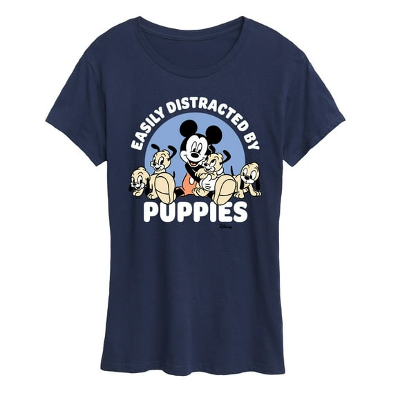 Disney - Mickey Mouse - Easily Distracted By Puppies - Women's Short Sleeve Graphic T-Shirt