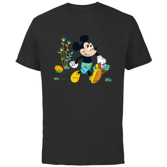 Disney Mickey Mouse Easter Egg Hunt - Short Sleeve Cotton T-Shirt for Adults - Customized-Black