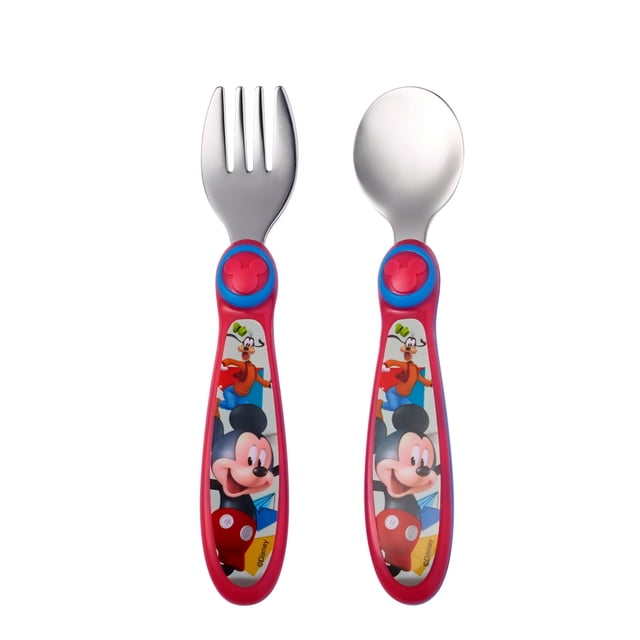 Disney Mickey Mouse Stainless Steel Toddler Silverware Set, Easy Grasp ...