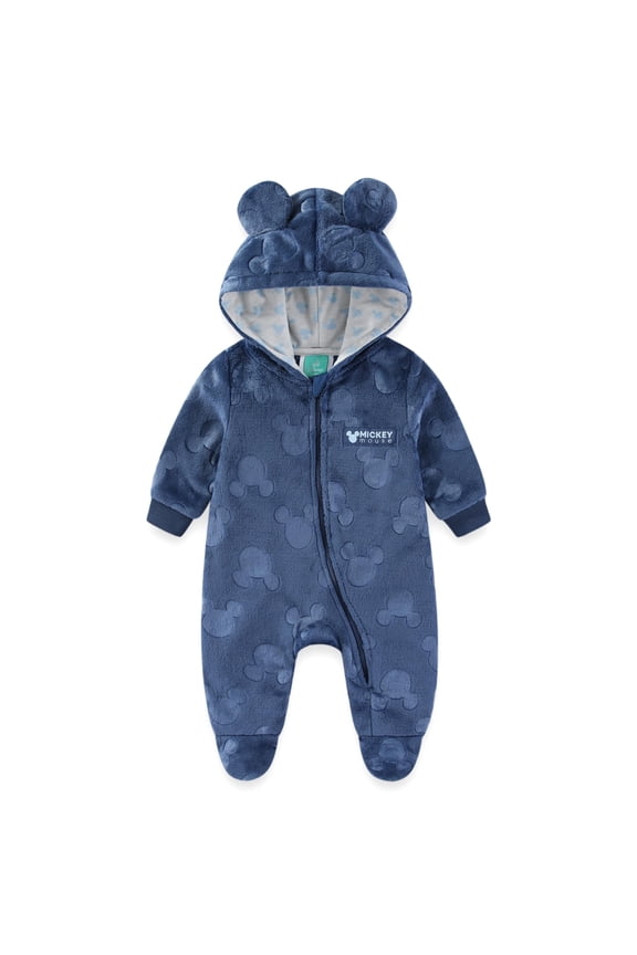 Mickey Mouse Embossed Faux Fur Pram with Ears (Baby Boys), Sizes 3M-12M