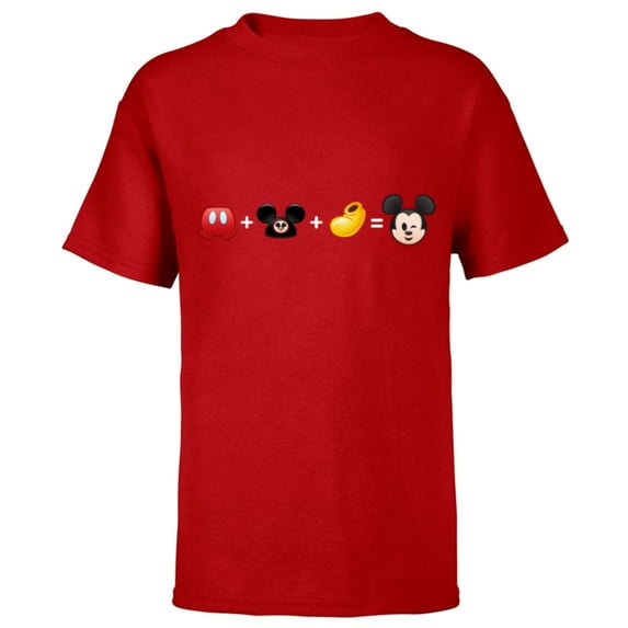 Disney Mickey Mouse Emoji Code Formula - Short Sleeve T-Shirt for Kids - Customized-Red