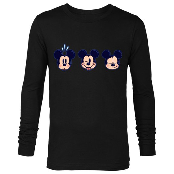 Disney Mickey Mouse Emoticon Expressions - Long Sleeve T-Shirt for Men - Customized-Black