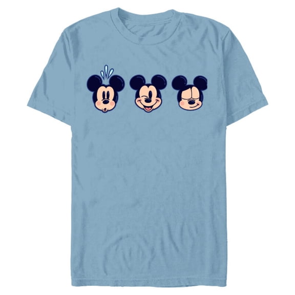 Disney Mickey Mouse Emoticon Expressions - Short Sleeve Blended T-Shirt for Adults - Customized-Ocean Blue