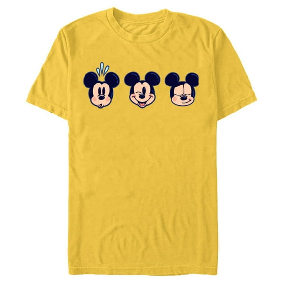 Disney Mickey Mouse Emoticon Expressions - Short Sleeve Blended T-Shirt for Adults - Customized-Yellow
