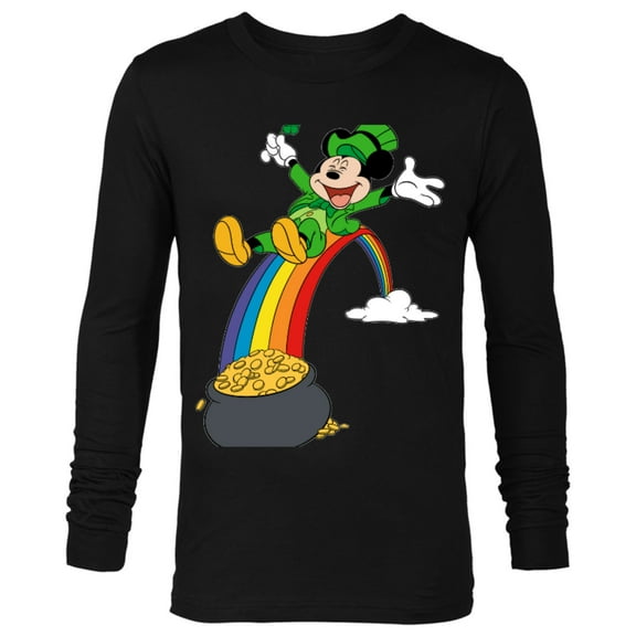 Disney Mickey Mouse End of the Rainbow St. Patrick’s Day - Long Sleeve T-Shirt for Men - Customized-Black