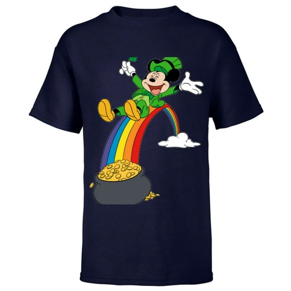 Disney Mickey Mouse End of the Rainbow St. Patrick’s Day - Short Sleeve T-Shirt for Kids - Customized-Navy