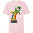 thumbnail image 1 of Disney Mickey Mouse End of the Rainbow St. Patrick’s Day - Short Sleeve T-Shirt for Kids - Customized-Soft Pink, 1 of 5