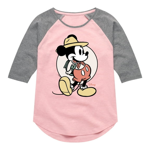 Disney - Mickey Mouse - Explorer & Camp Expert - Toddler & Youth Girls Raglan Graphic T-Shirt