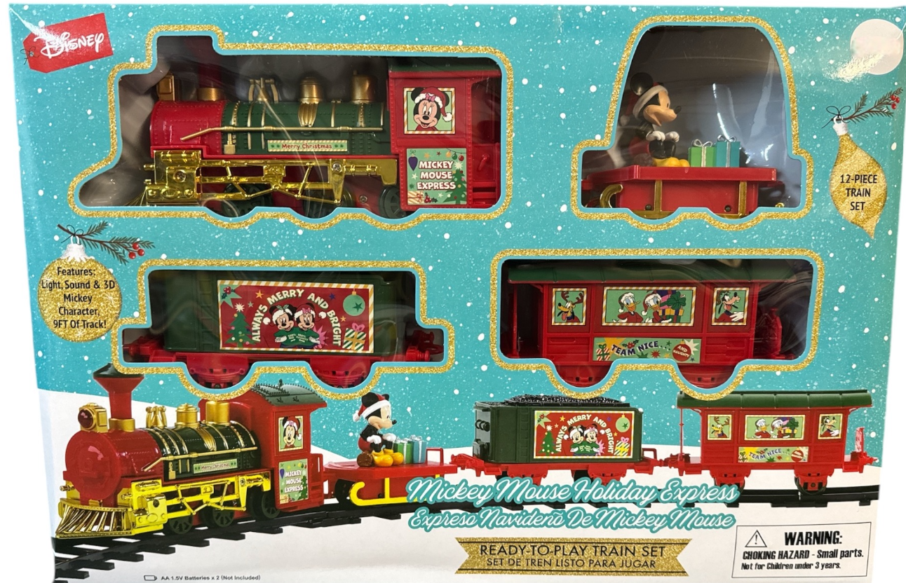 Disney Mickey Mouse Express Train Set, 12-Piece Red Plastic Toy, All Ages, by Ruz
