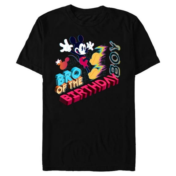 Disney Mickey Mouse Family Star Bro of the Birthday Boy - Short Sleeve Blended T-Shirt for Adults - Customized-Black